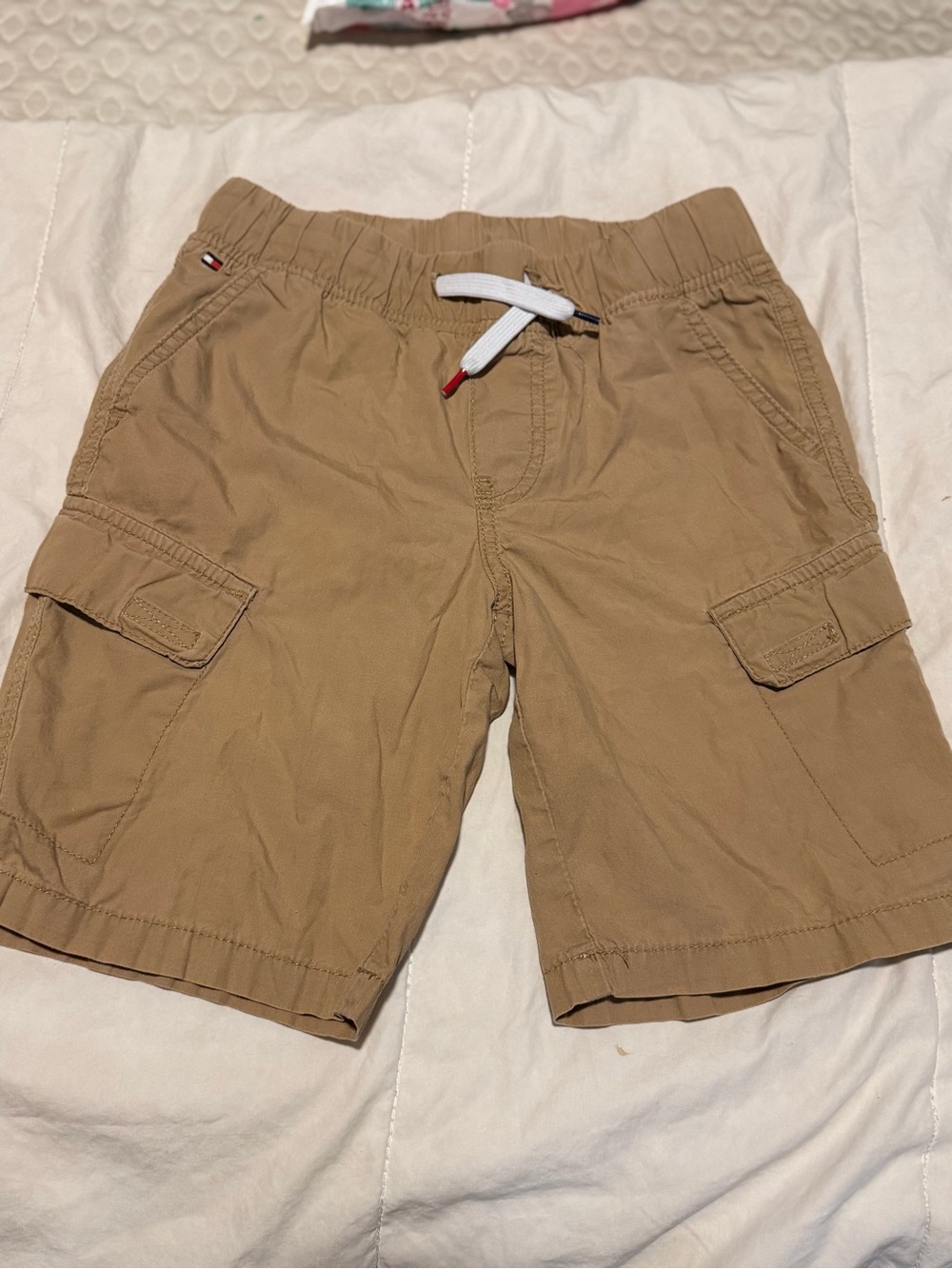 Tommy Hilfiger Tan Cargo Shorts with White Drawstring